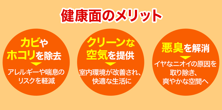 カビやホコリを除去 アレルギーや喘息のリスクを軽減