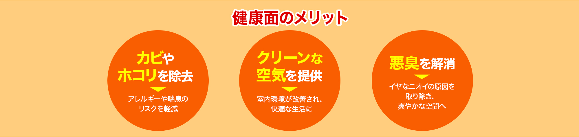 カビやホコリを除去 アレルギーや喘息のリスクを軽減